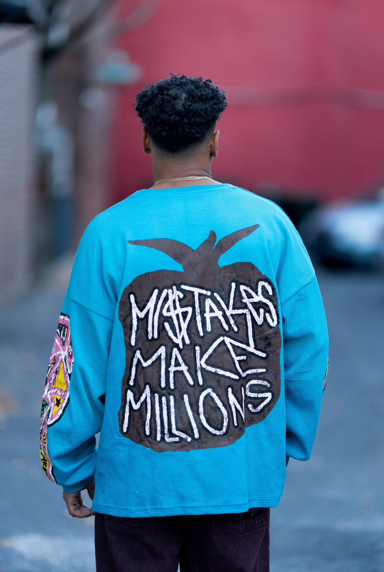 Money Grouch long sleeve thermal baby blue